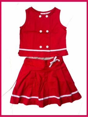 Hartstrings 2 pc set 5 red white vintage boutique shirt skort skirt retro girl